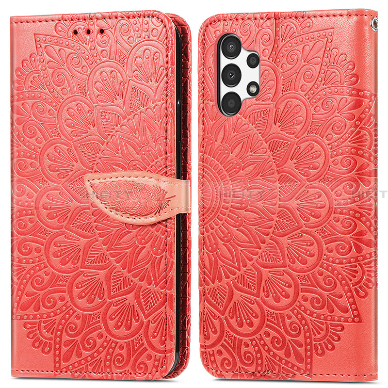 Funda de Cuero Cartera con Soporte Patron de Moda Carcasa S04D para Samsung Galaxy A13 4G Rojo