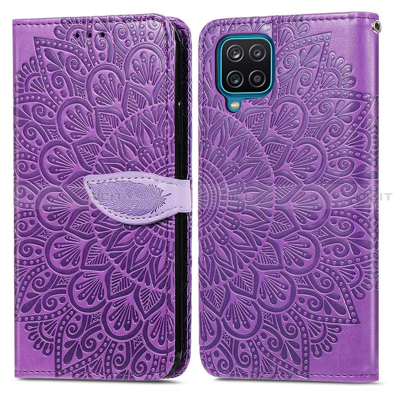 Funda de Cuero Cartera con Soporte Patron de Moda Carcasa S04D para Samsung Galaxy A22 4G Morado