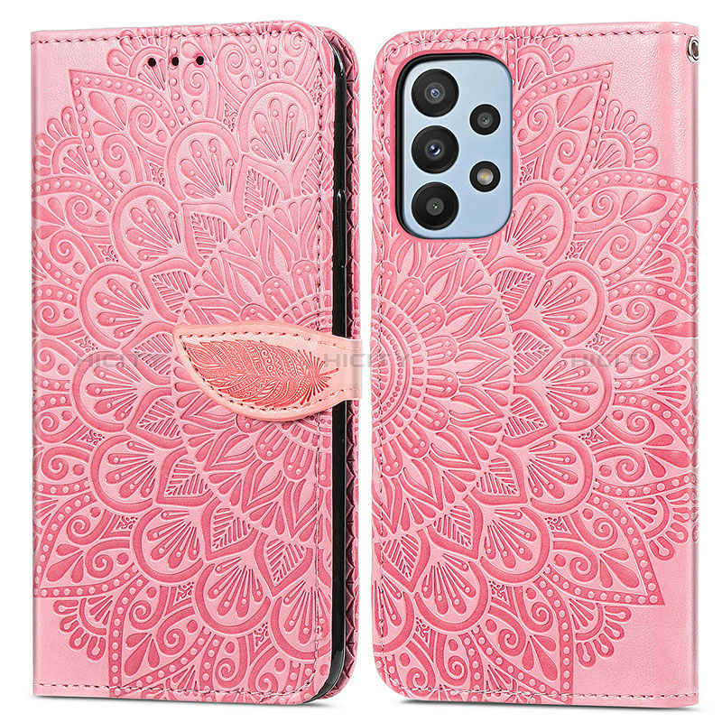 Funda de Cuero Cartera con Soporte Patron de Moda Carcasa S04D para Samsung Galaxy A23 5G Oro Rosa