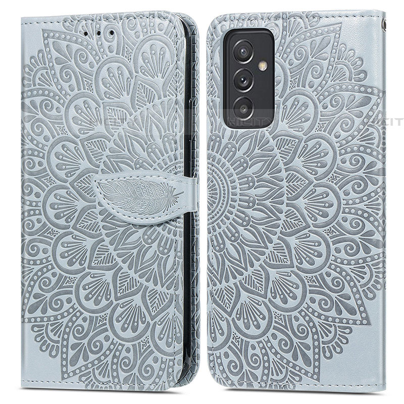 Funda de Cuero Cartera con Soporte Patron de Moda Carcasa S04D para Samsung Galaxy A24 4G Gris