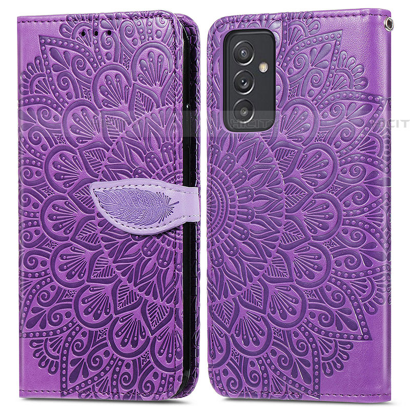 Funda de Cuero Cartera con Soporte Patron de Moda Carcasa S04D para Samsung Galaxy A24 4G Morado