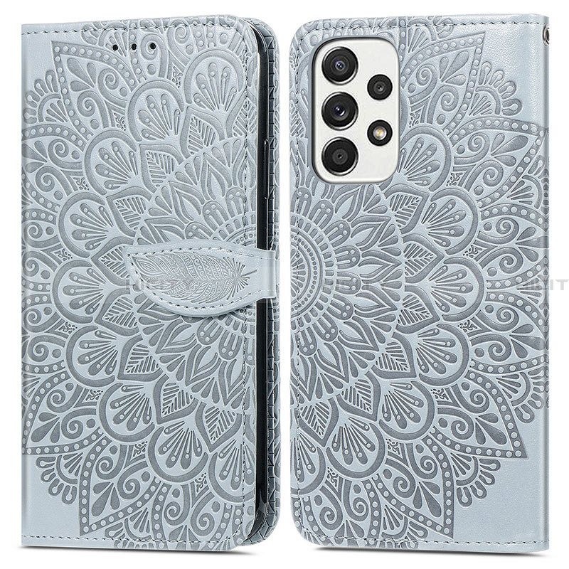 Funda de Cuero Cartera con Soporte Patron de Moda Carcasa S04D para Samsung Galaxy A33 5G Gris