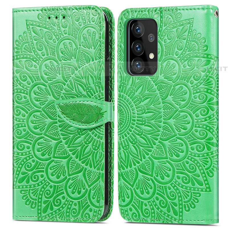 Funda de Cuero Cartera con Soporte Patron de Moda Carcasa S04D para Samsung Galaxy A52 4G Verde