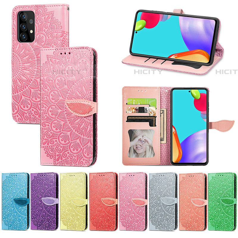 Funda de Cuero Cartera con Soporte Patron de Moda Carcasa S04D para Samsung Galaxy A52 5G