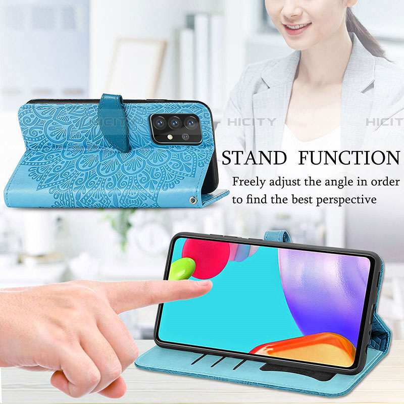 Funda de Cuero Cartera con Soporte Patron de Moda Carcasa S04D para Samsung Galaxy A52 5G