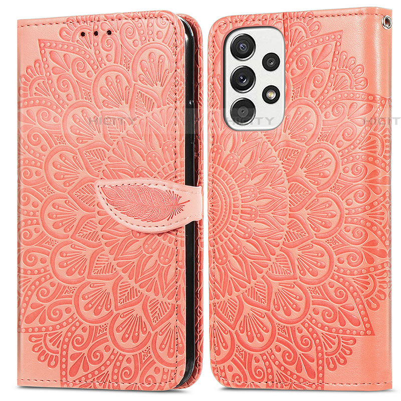 Funda de Cuero Cartera con Soporte Patron de Moda Carcasa S04D para Samsung Galaxy A53 5G Naranja