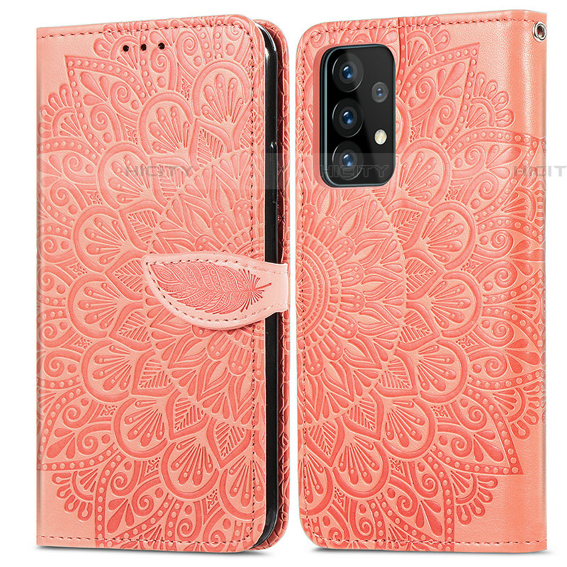 Funda de Cuero Cartera con Soporte Patron de Moda Carcasa S04D para Samsung Galaxy A72 5G Naranja