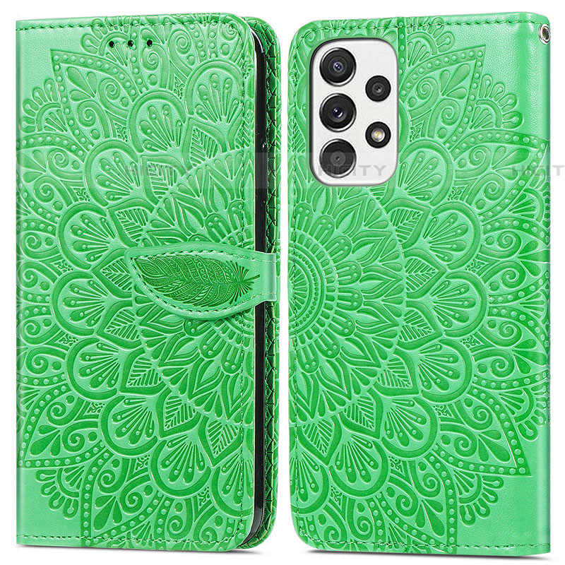 Funda de Cuero Cartera con Soporte Patron de Moda Carcasa S04D para Samsung Galaxy A73 5G Verde