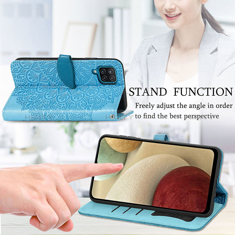 Funda de Cuero Cartera con Soporte Patron de Moda Carcasa S04D para Samsung Galaxy F12