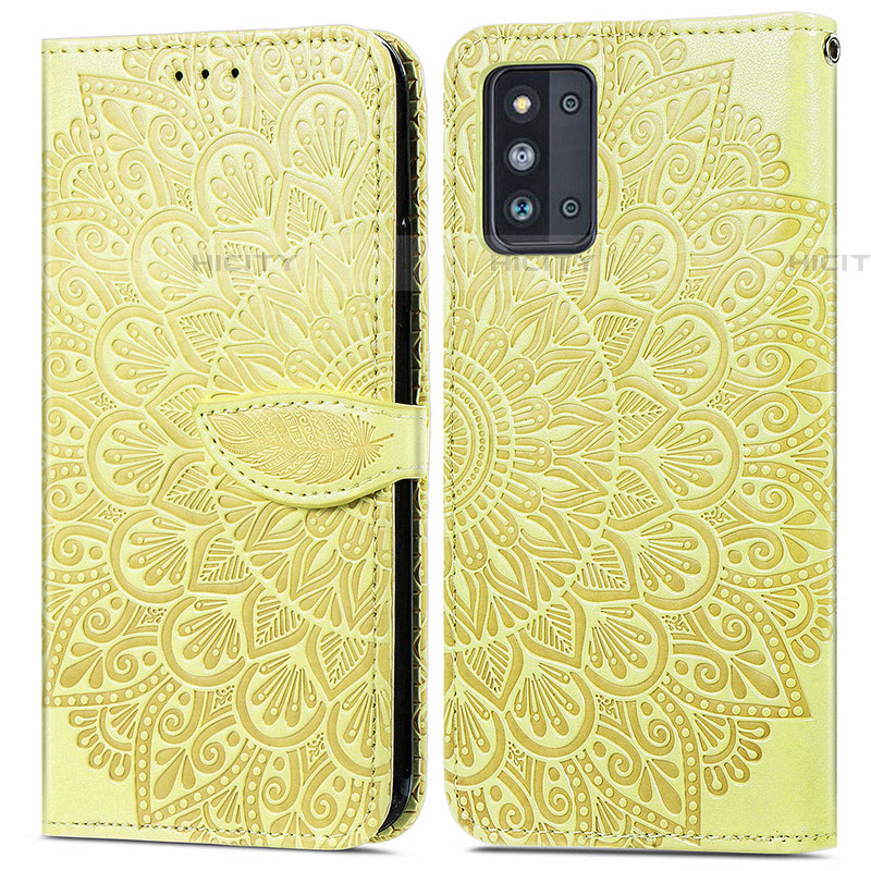 Funda de Cuero Cartera con Soporte Patron de Moda Carcasa S04D para Samsung Galaxy F52 5G Amarillo