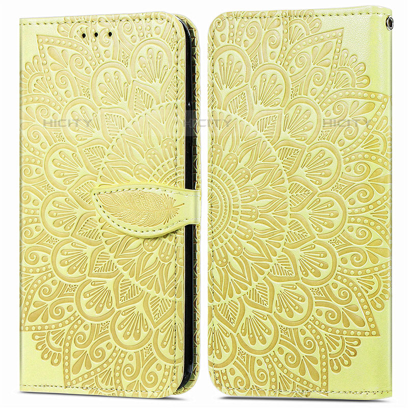 Funda de Cuero Cartera con Soporte Patron de Moda Carcasa S04D para Samsung Galaxy M02s Amarillo