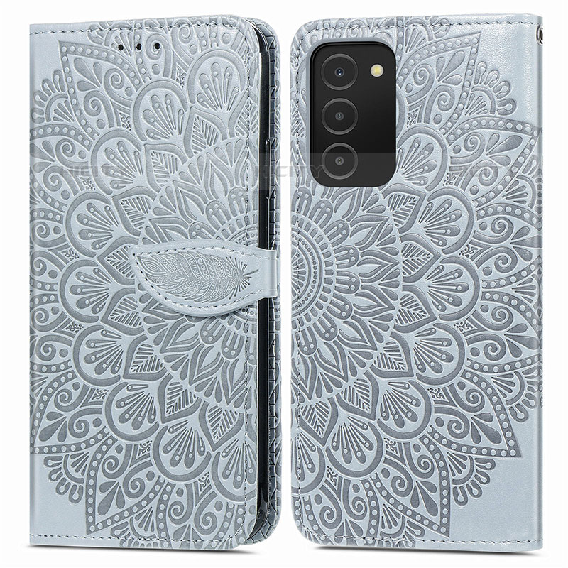 Funda de Cuero Cartera con Soporte Patron de Moda Carcasa S04D para Samsung Galaxy M02s Gris