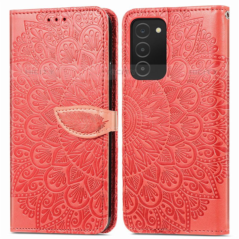 Funda de Cuero Cartera con Soporte Patron de Moda Carcasa S04D para Samsung Galaxy M02s Rojo