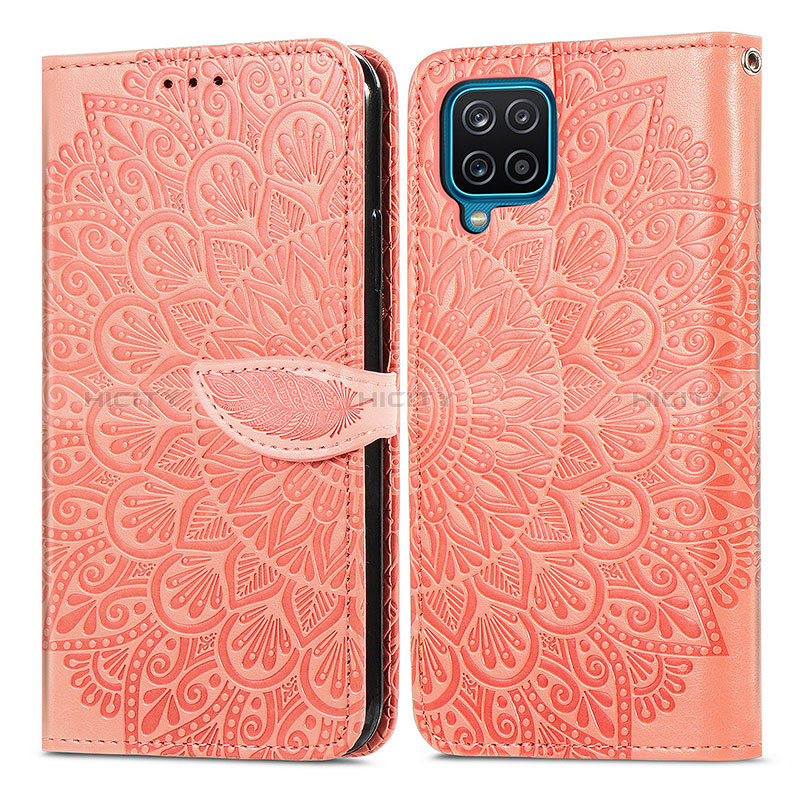 Funda de Cuero Cartera con Soporte Patron de Moda Carcasa S04D para Samsung Galaxy M12 Naranja