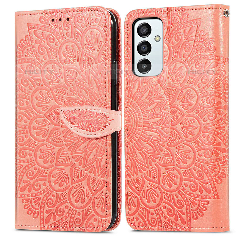 Funda de Cuero Cartera con Soporte Patron de Moda Carcasa S04D para Samsung Galaxy M23 5G Naranja