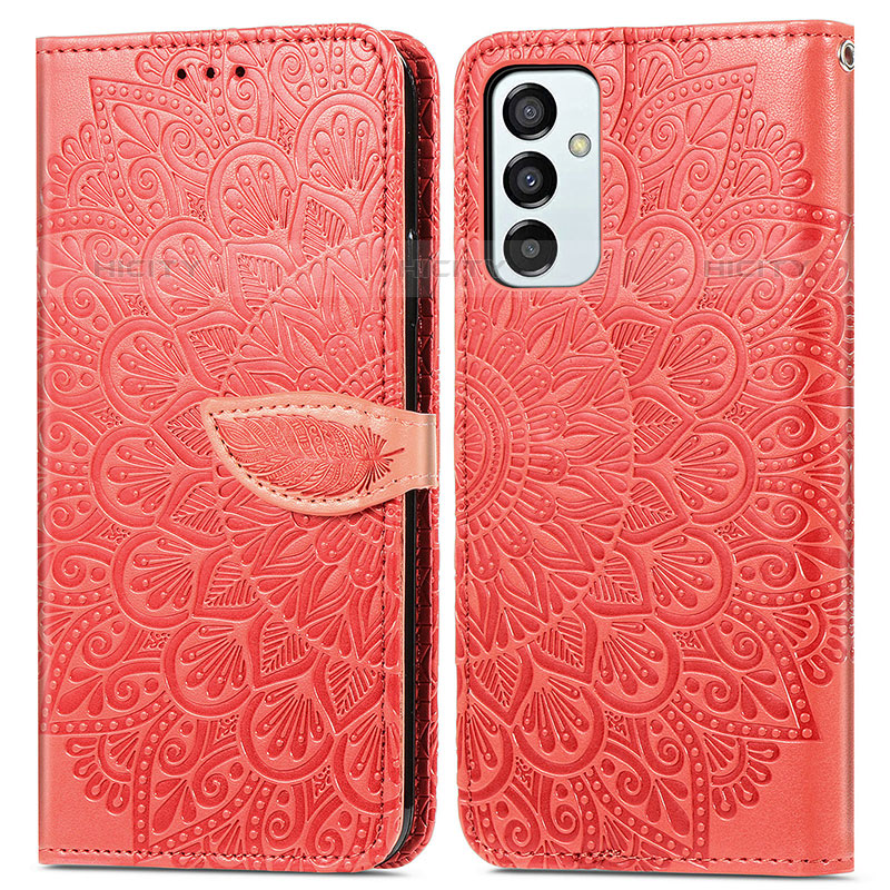 Funda de Cuero Cartera con Soporte Patron de Moda Carcasa S04D para Samsung Galaxy M23 5G Rojo