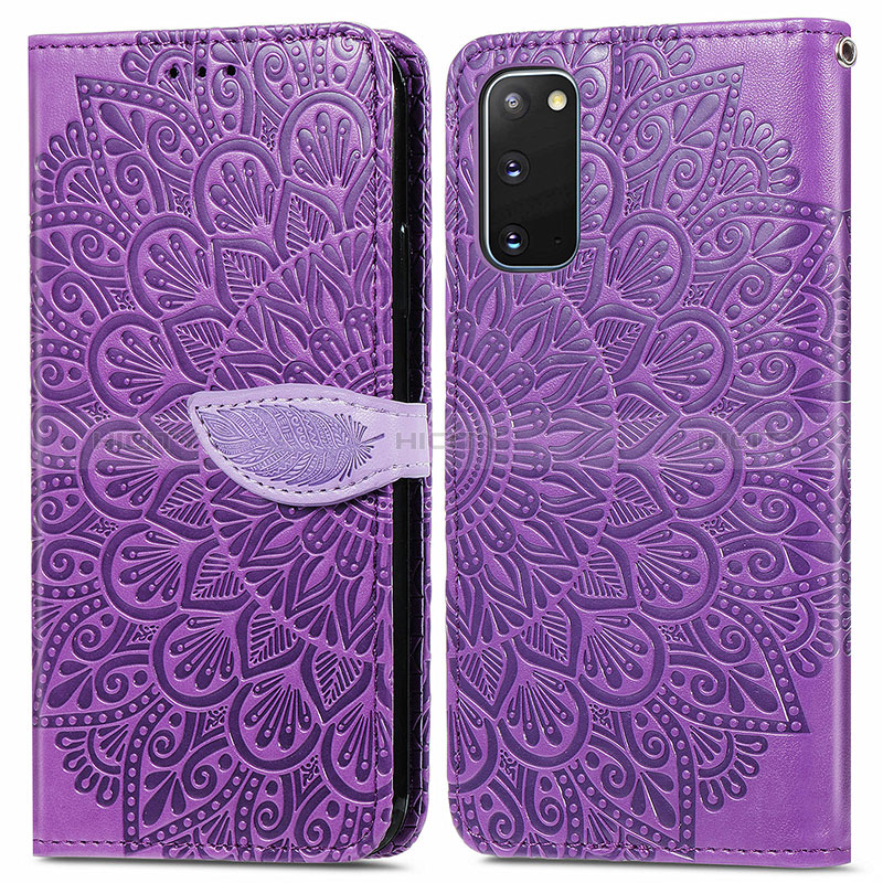 Funda de Cuero Cartera con Soporte Patron de Moda Carcasa S04D para Samsung Galaxy S20 5G Morado