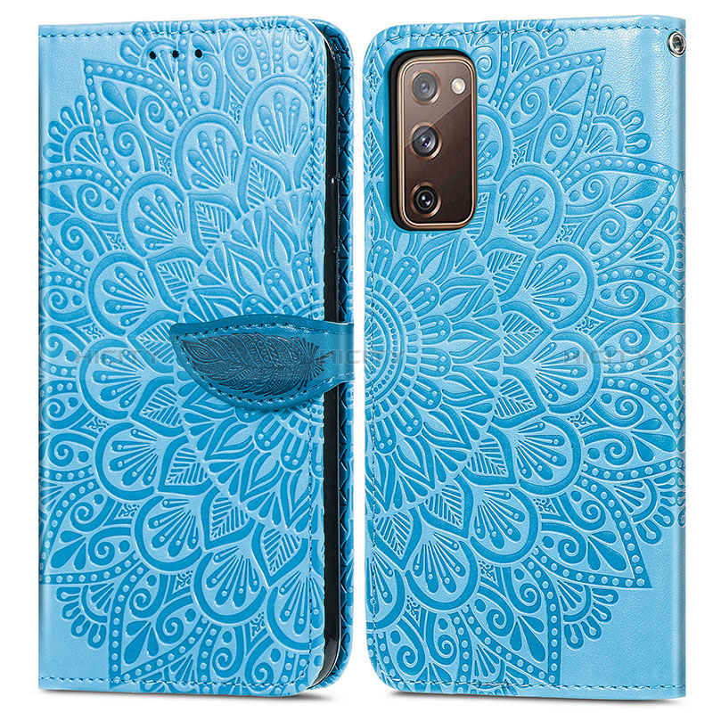 Funda de Cuero Cartera con Soporte Patron de Moda Carcasa S04D para Samsung Galaxy S20 FE 5G Azul