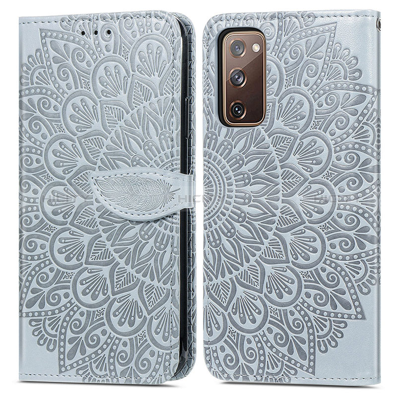 Funda de Cuero Cartera con Soporte Patron de Moda Carcasa S04D para Samsung Galaxy S20 FE 5G Gris