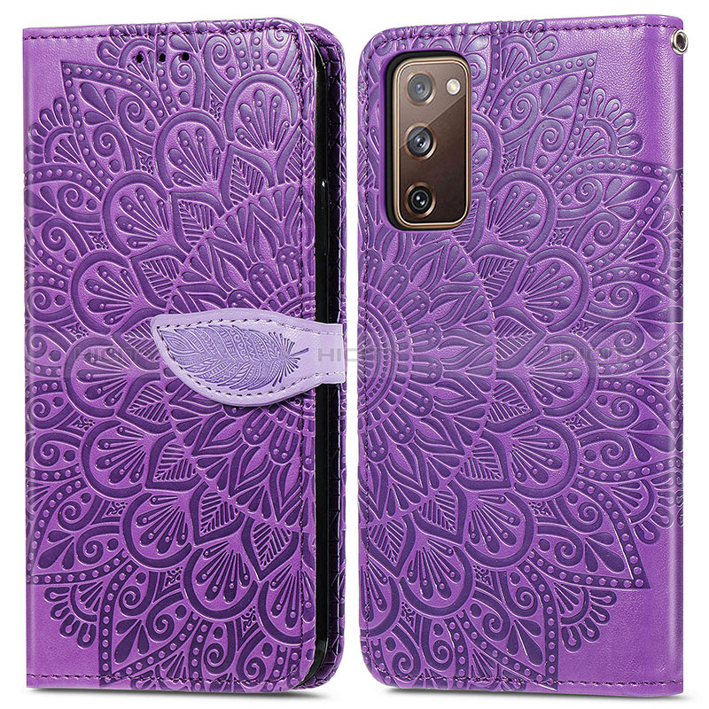 Funda de Cuero Cartera con Soporte Patron de Moda Carcasa S04D para Samsung Galaxy S20 FE 5G Morado