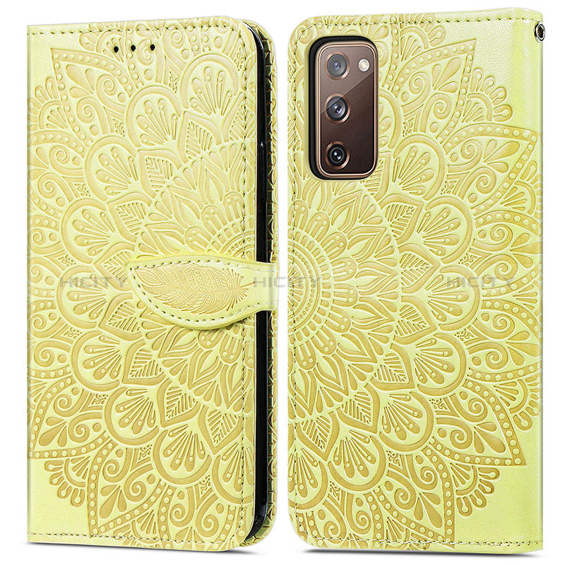 Funda de Cuero Cartera con Soporte Patron de Moda Carcasa S04D para Samsung Galaxy S20 Lite 5G Amarillo