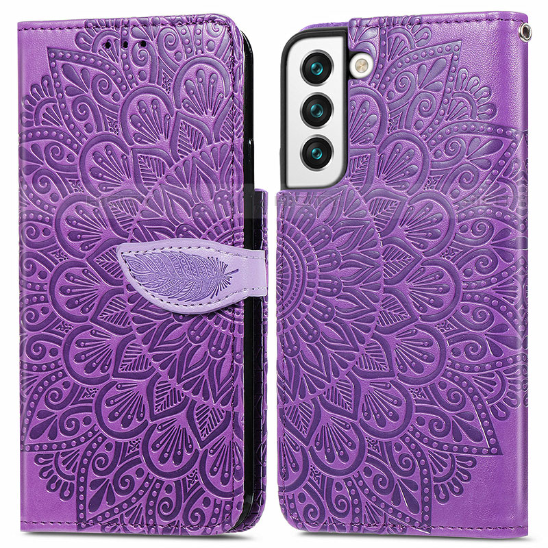 Funda de Cuero Cartera con Soporte Patron de Moda Carcasa S04D para Samsung Galaxy S21 5G Morado