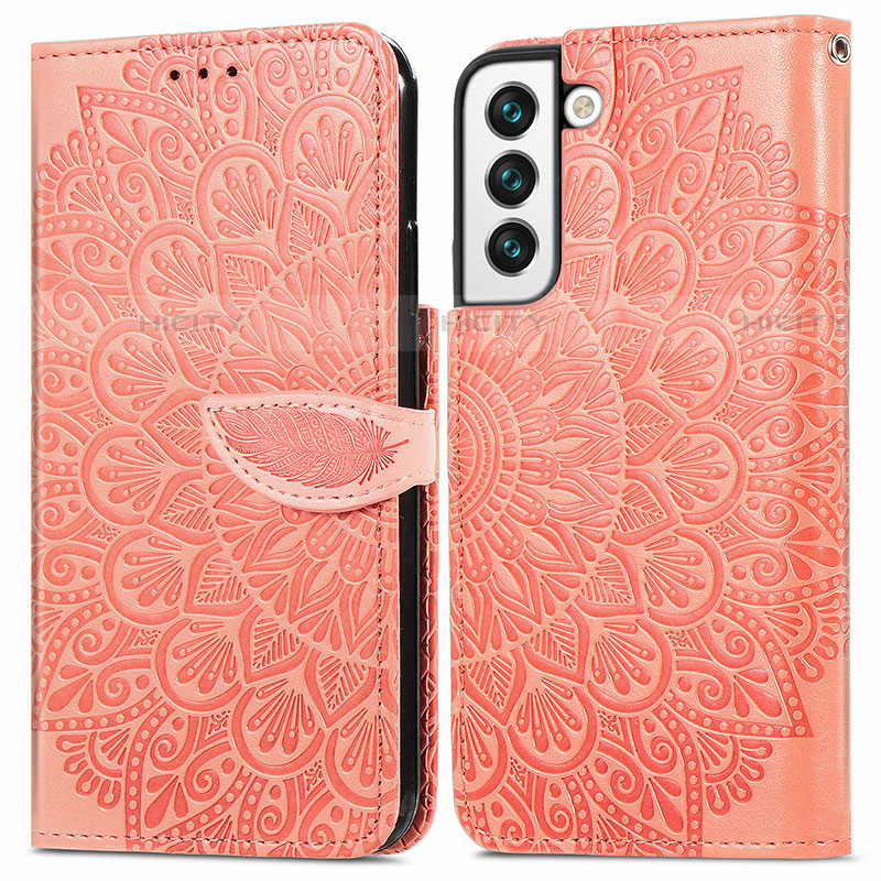 Funda de Cuero Cartera con Soporte Patron de Moda Carcasa S04D para Samsung Galaxy S21 5G Naranja