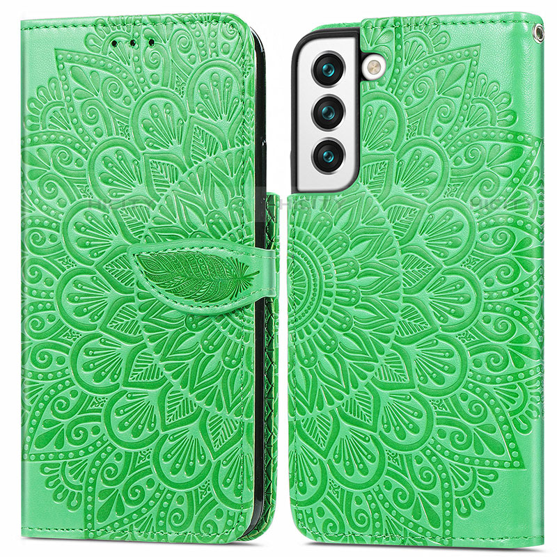 Funda de Cuero Cartera con Soporte Patron de Moda Carcasa S04D para Samsung Galaxy S21 5G Verde