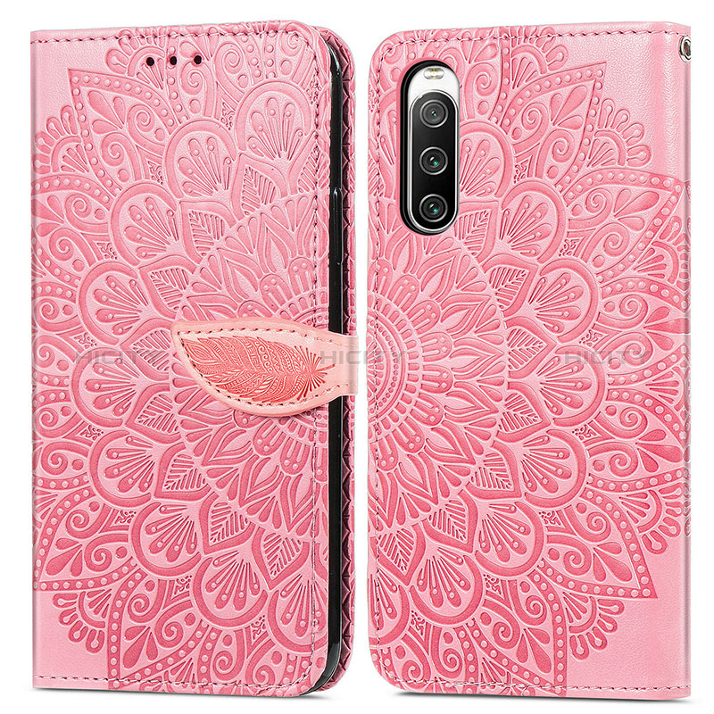 Funda de Cuero Cartera con Soporte Patron de Moda Carcasa S04D para Sony Xperia 10 IV Oro Rosa