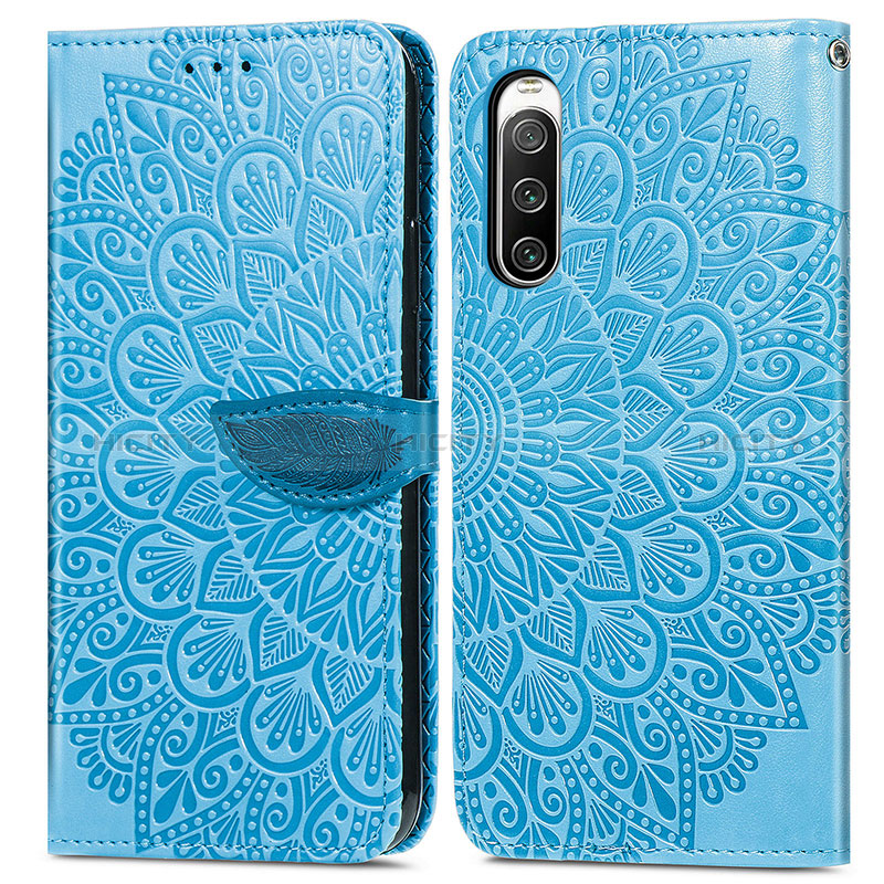 Funda de Cuero Cartera con Soporte Patron de Moda Carcasa S04D para Sony Xperia 10 IV SO-52C Azul