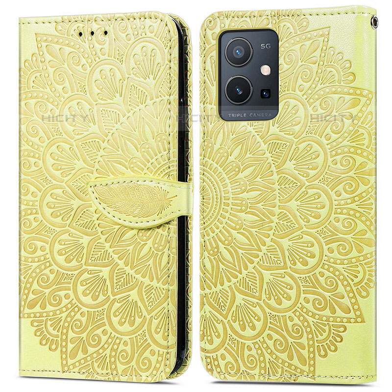 Funda de Cuero Cartera con Soporte Patron de Moda Carcasa S04D para Vivo T1 5G India Amarillo