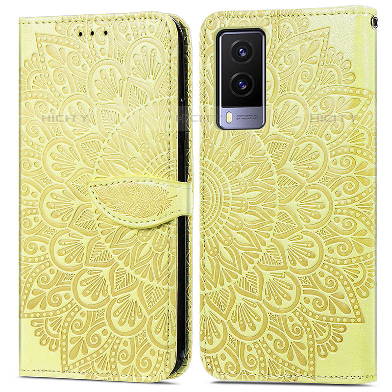 Funda de Cuero Cartera con Soporte Patron de Moda Carcasa S04D para Vivo V21e 5G Amarillo