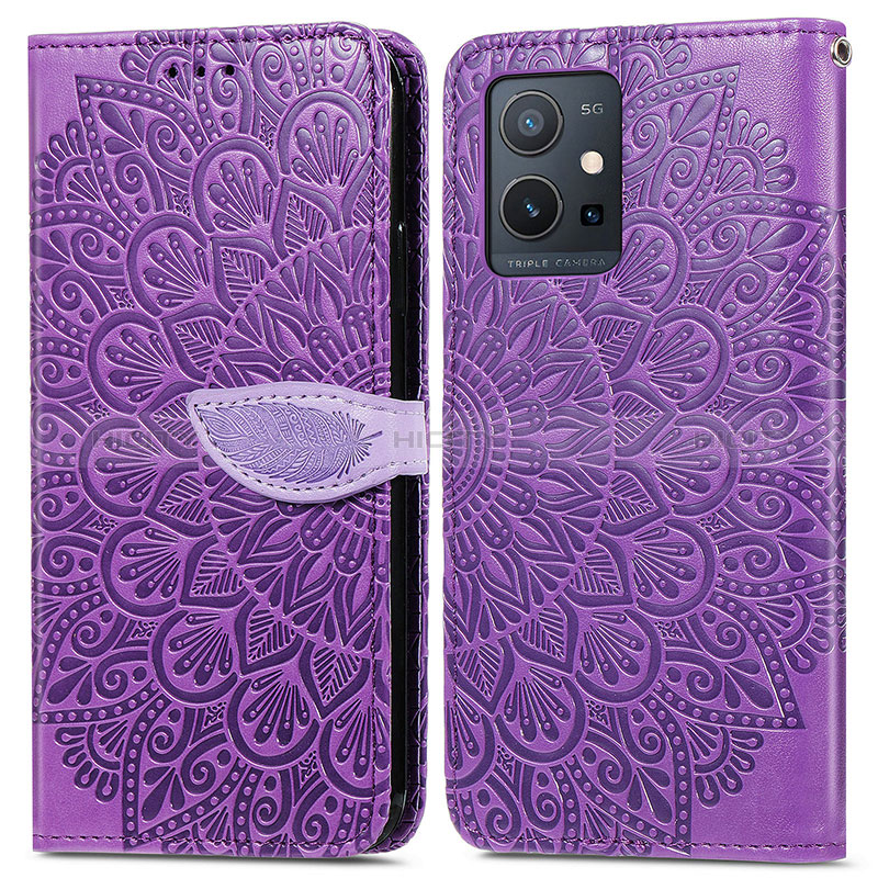 Funda de Cuero Cartera con Soporte Patron de Moda Carcasa S04D para Vivo Y30 5G Morado