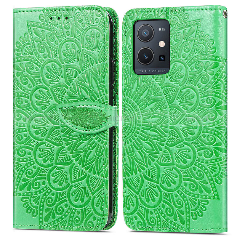 Funda de Cuero Cartera con Soporte Patron de Moda Carcasa S04D para Vivo Y33e 5G Verde