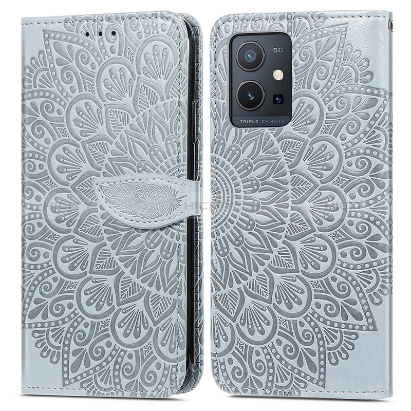 Funda de Cuero Cartera con Soporte Patron de Moda Carcasa S04D para Vivo Y52t 5G Gris