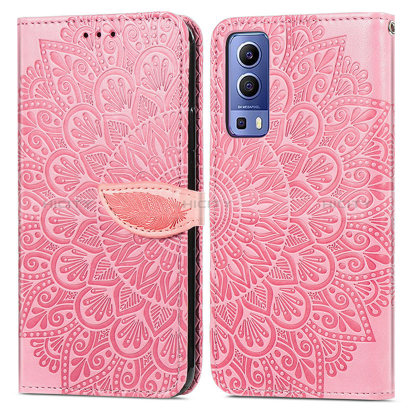 Funda de Cuero Cartera con Soporte Patron de Moda Carcasa S04D para Vivo Y75s 5G Oro Rosa