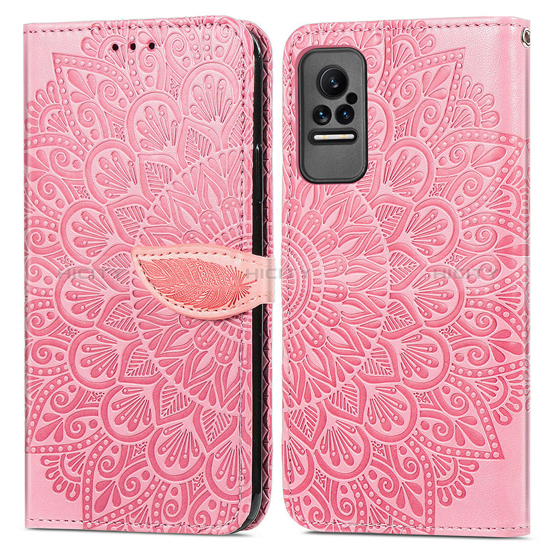 Funda de Cuero Cartera con Soporte Patron de Moda Carcasa S04D para Xiaomi Civi 5G Oro Rosa