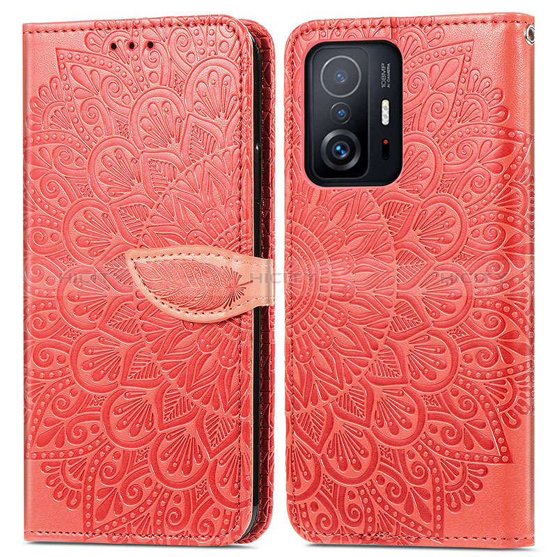 Funda de Cuero Cartera con Soporte Patron de Moda Carcasa S04D para Xiaomi Mi 11T 5G Rojo