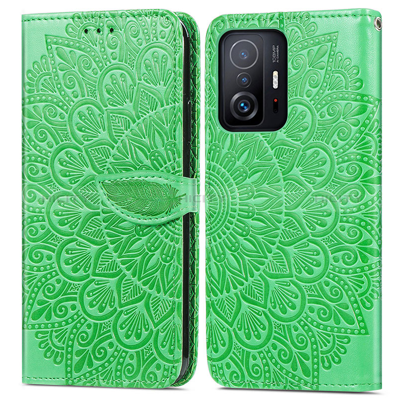 Funda de Cuero Cartera con Soporte Patron de Moda Carcasa S04D para Xiaomi Mi 11T Pro 5G Verde