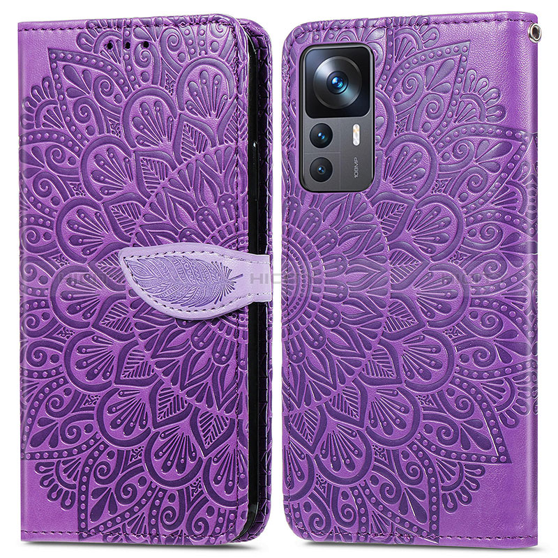 Funda de Cuero Cartera con Soporte Patron de Moda Carcasa S04D para Xiaomi Mi 12T Pro 5G Morado