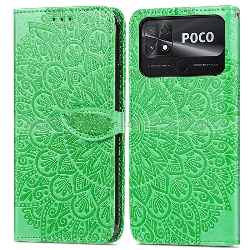 Funda de Cuero Cartera con Soporte Patron de Moda Carcasa S04D para Xiaomi Poco C40 Verde