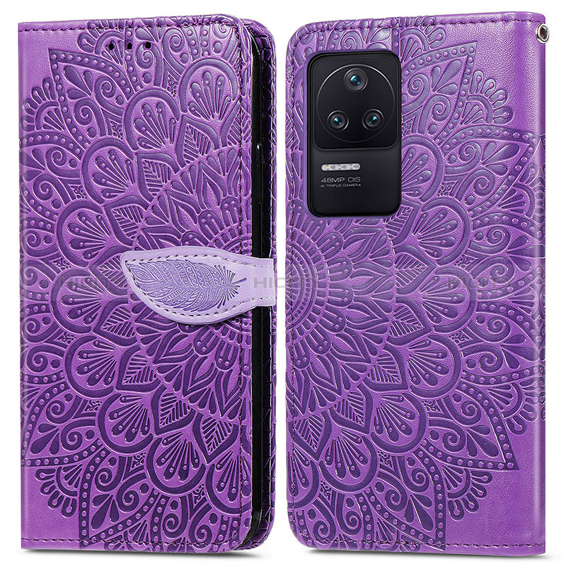 Funda de Cuero Cartera con Soporte Patron de Moda Carcasa S04D para Xiaomi Poco F4 5G Morado