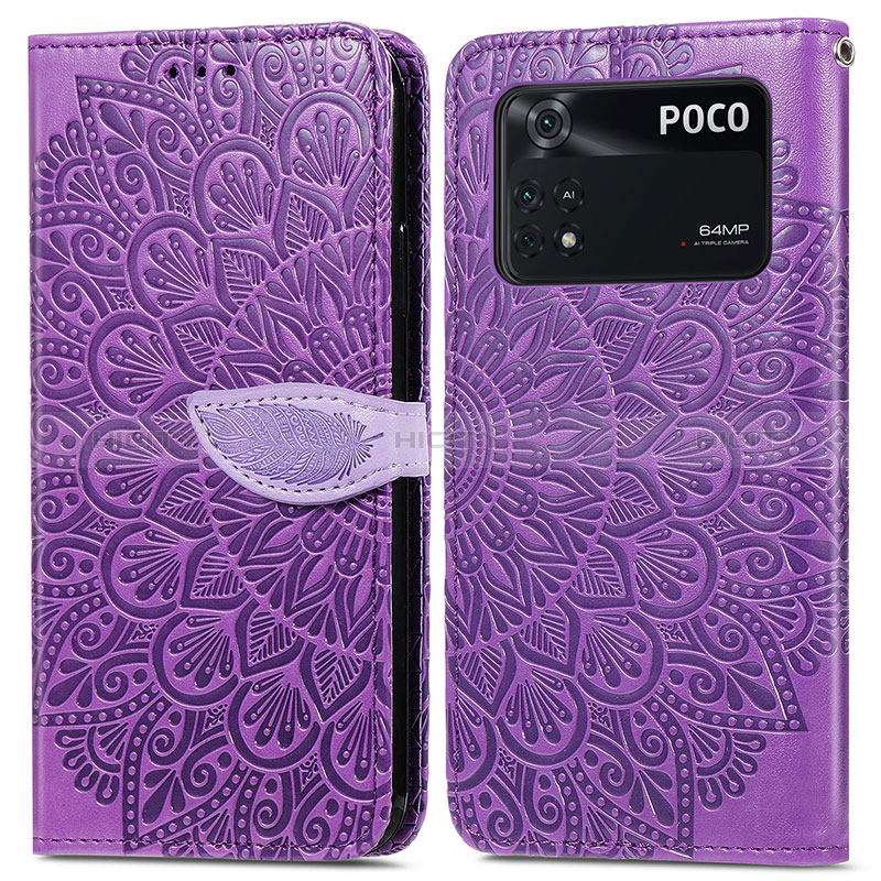 Funda de Cuero Cartera con Soporte Patron de Moda Carcasa S04D para Xiaomi Poco M4 Pro 4G