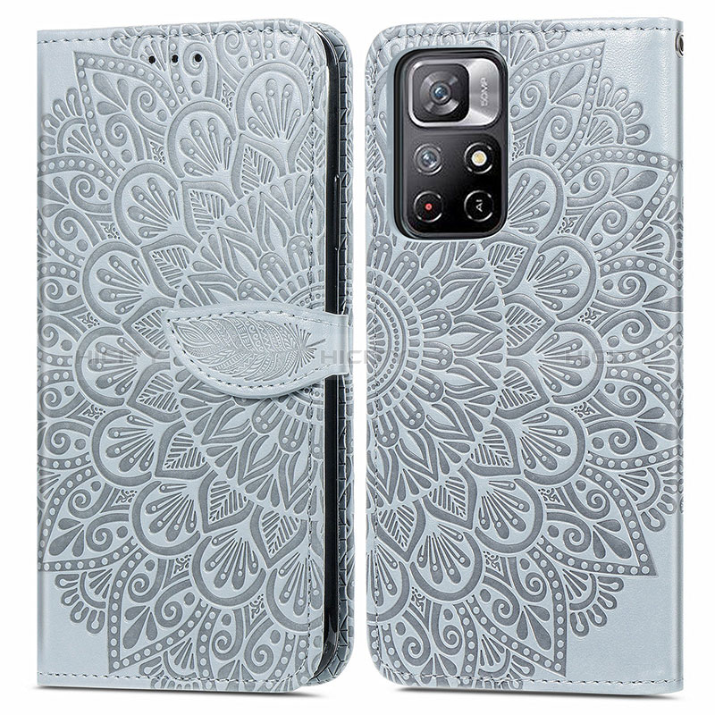 Funda de Cuero Cartera con Soporte Patron de Moda Carcasa S04D para Xiaomi Poco M4 Pro 5G Gris