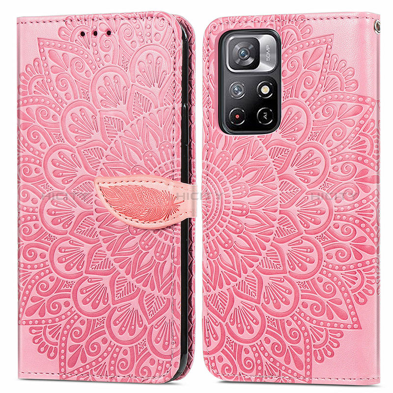 Funda de Cuero Cartera con Soporte Patron de Moda Carcasa S04D para Xiaomi Poco M4 Pro 5G Oro Rosa