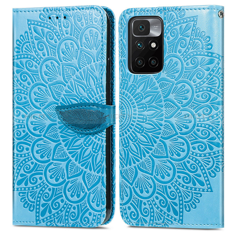 Funda de Cuero Cartera con Soporte Patron de Moda Carcasa S04D para Xiaomi Redmi 10 (2022) Azul