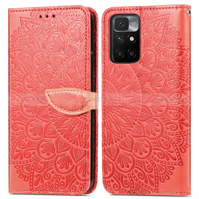 Funda de Cuero Cartera con Soporte Patron de Moda Carcasa S04D para Xiaomi Redmi 10 (2022) Rojo