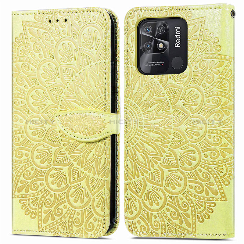 Funda de Cuero Cartera con Soporte Patron de Moda Carcasa S04D para Xiaomi Redmi 10 India Amarillo