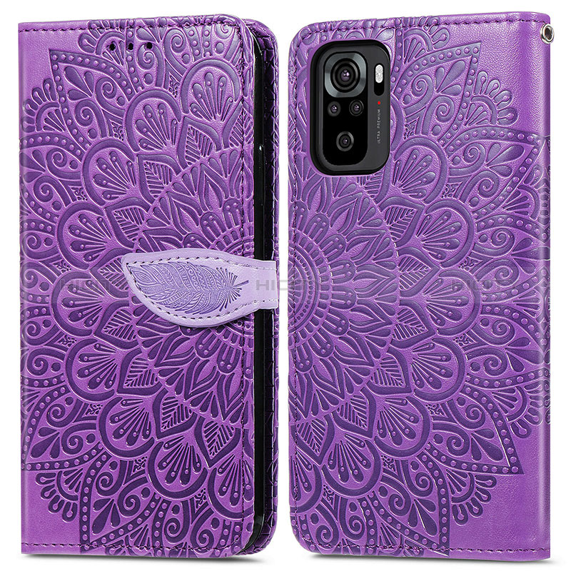 Funda de Cuero Cartera con Soporte Patron de Moda Carcasa S04D para Xiaomi Redmi Note 10 4G Morado