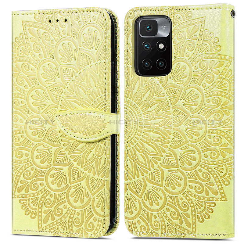 Funda de Cuero Cartera con Soporte Patron de Moda Carcasa S04D para Xiaomi Redmi Note 11 4G (2021) Amarillo